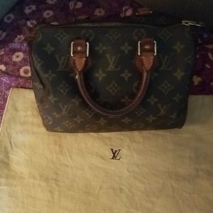 Louis Vuitton Speedy 25 Handbag. Signature logo.